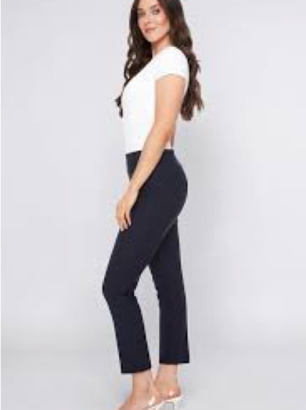 Frame Denim Navy Cropped Straight-Leg Pants